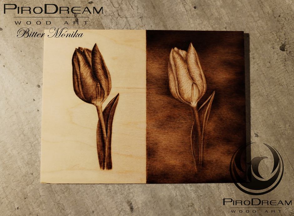 Pirográfia Jin-Jang, tűzgrafika, faégetés